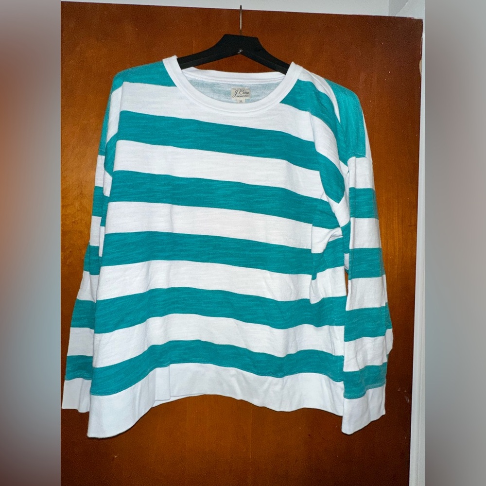 J. Crew Teal and White Vintage Fleece Shirt